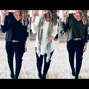 White Long Sleeve Basic Tee - Brand New